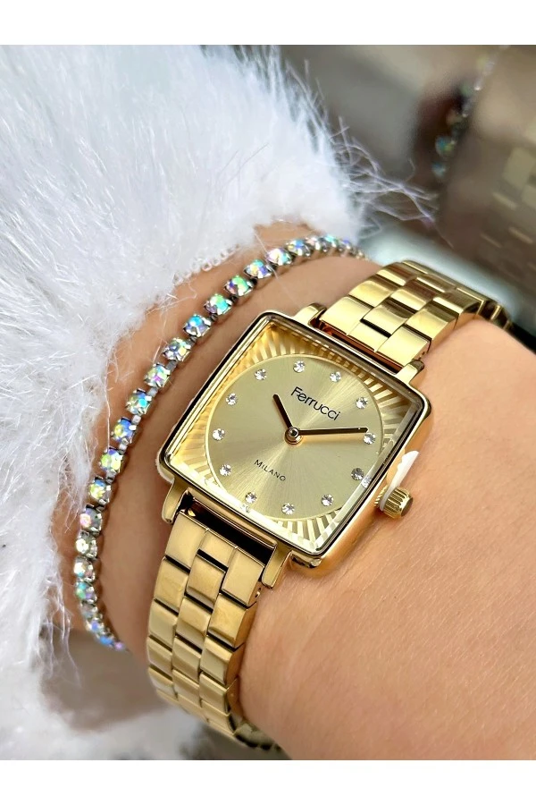 FERRUCCİ GOLD KARE METAL KADIN KOL SAATİ