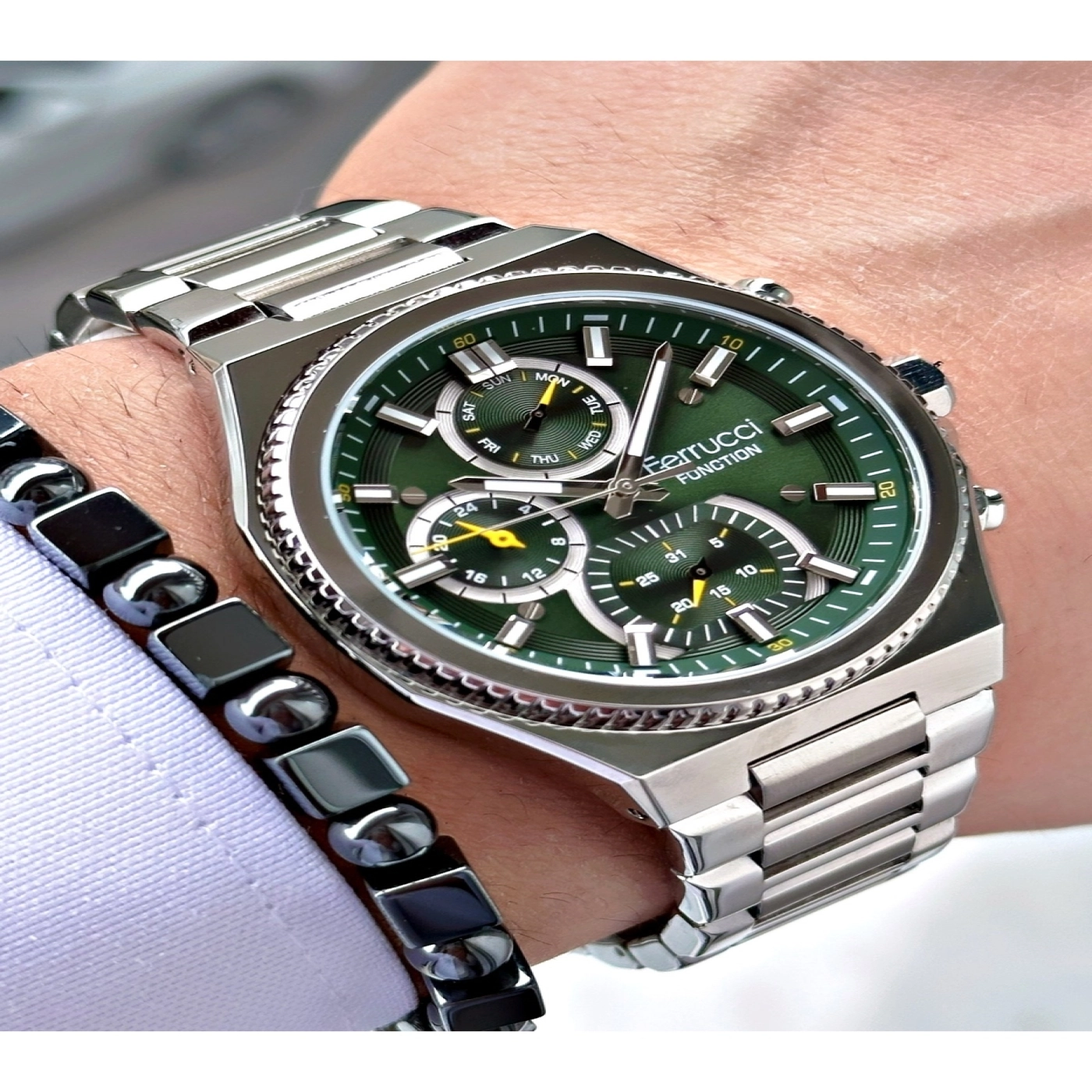 FERRUCCİ FUNCTION YEŞİL KADRANLI GÜMÜŞ METAL ERKEK KOL SAATİ