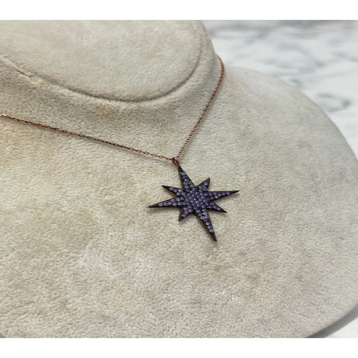 925 Ayar Gümüş Büyük Yıldız Modeli Gümüş Kolye