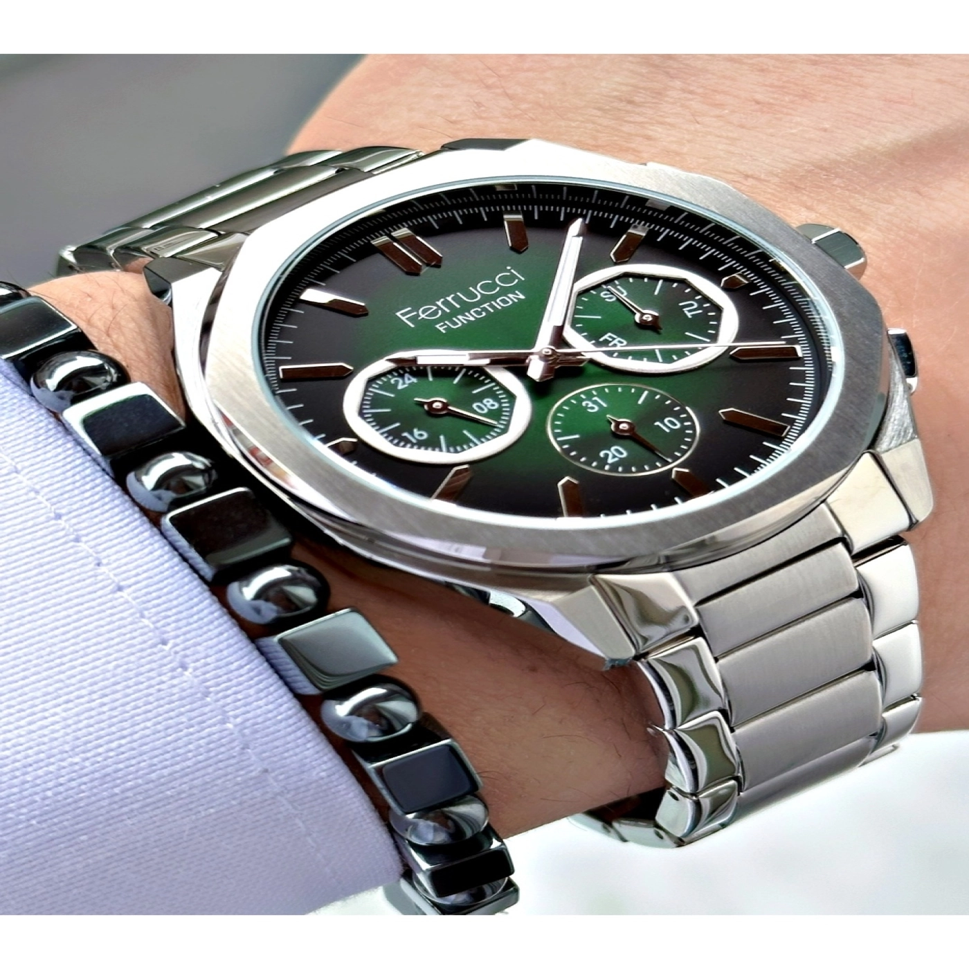 FERRUCCİ FUNCTION YEŞİL KADRANLI GÜMÜŞ METAL ERKEK KOL SAATİ