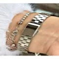 FERRUCCİ TAŞ RAKAMLI KARE GÜMÜŞ METAL KADIN KOL SAATİ