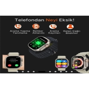 Gs8 Ultra Plus Akıllı Saat Nfc Kablosuz Şarj Arama Bildirim Alma Ios Ve Android Destek-Kordon Hediye