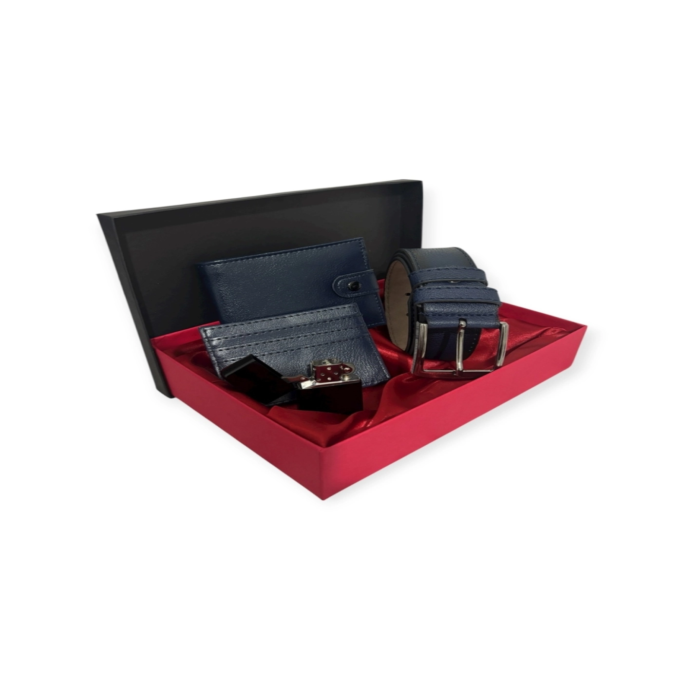 Premium Serisi Lüks Deri Özel Tasarım Yatay Patlı Cüzdan Kartlık Çakmak Ve Kemer Seti