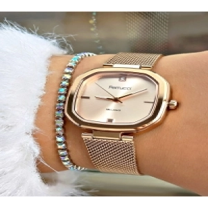 KARE ROSE KADIN HASIR KOL SAATİ