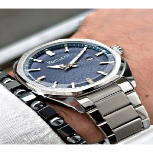 Gümüş Renk Çelik Kasa Erkek Kol Saati + Bileklik Hediyeli