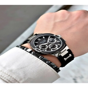 FERRUCCİ FUNCTION SİYAH GÜMÜŞ KORDONLU SİLİKON ERKEK KOL SAATİ