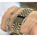 FERRUCCİ TAŞ RAKAMLI YEŞİL KADRANLI TAKVİMLİ GOLD GÜMÜŞ METAL KADIN KOL SAATİ