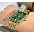 FERRUCCİ YEŞİL KADRANLI KARE KESME CAMLI GOLD METAL KADIN KOL SAATİ