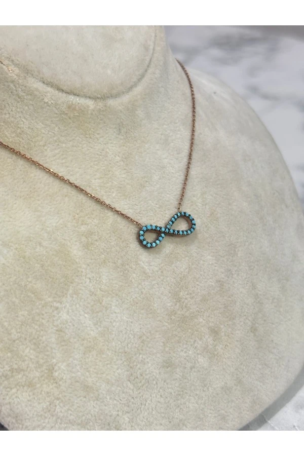 925 Ayar Gümüş Rose Gold Sonsuzluk  Modeli Gümüş Kolye