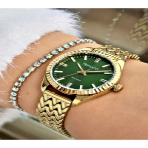 FERRUCCİ YEŞİL KADRANLI GOLD ÖRGÜ KORDONLU METAL KADIN KOL SAATİ