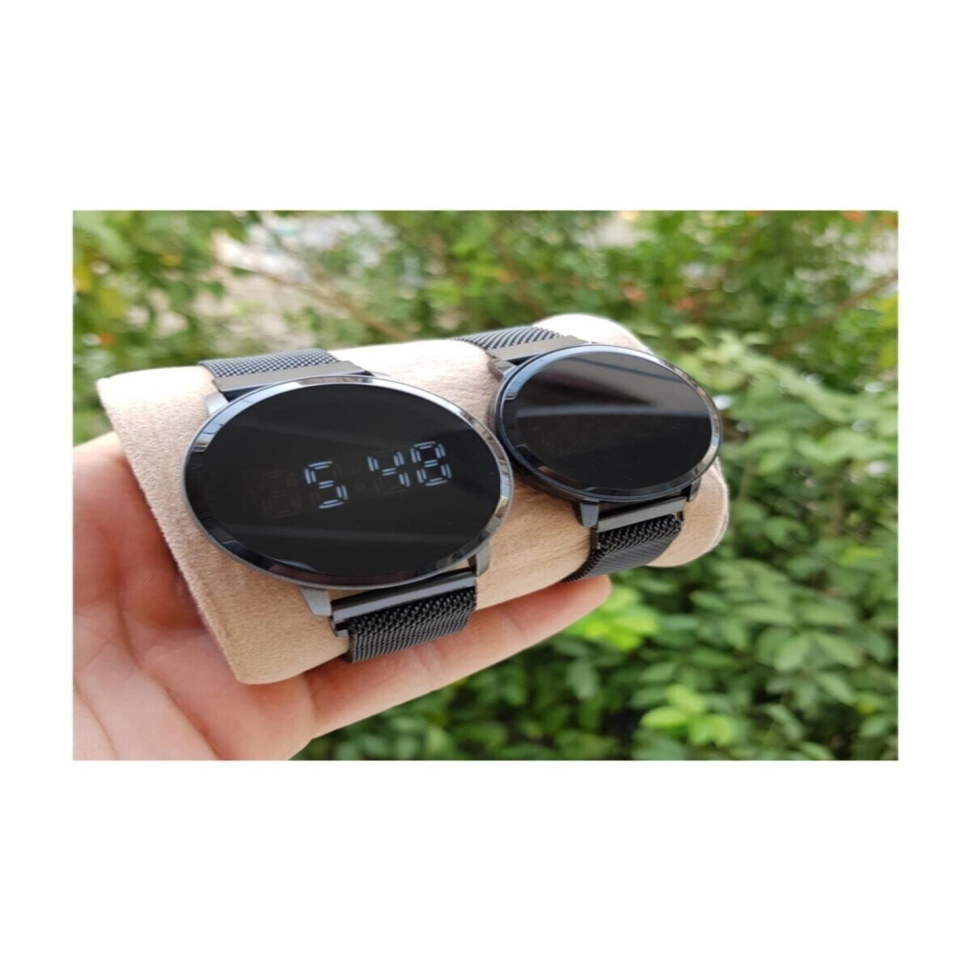 Siyah Hasır Mıknatıslı Kordon Siyah Kasa Dokunmatik Sevgili Saatleri