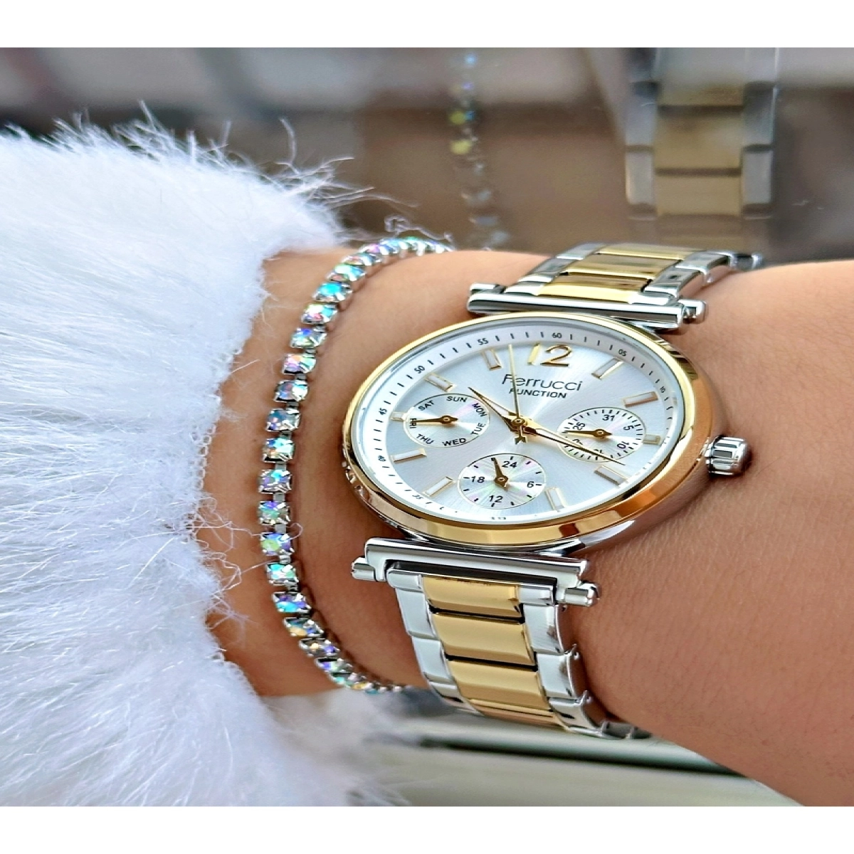 FUNCTION BEYAZ KADRANLI GOLD GÜMÜŞ KADIN METAL KOL SAATİ