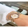 FERRUCCİ  KESME CAMLI RAKAMLARI TAŞLI ROSE METAL KADIN KOL SAATİ
