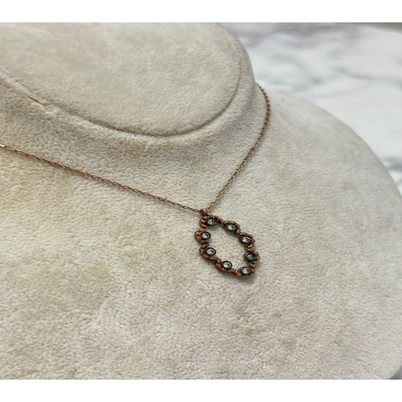 925 Ayar Gümüş Rose Gold Taşlı Modeli Gümüş Kolye