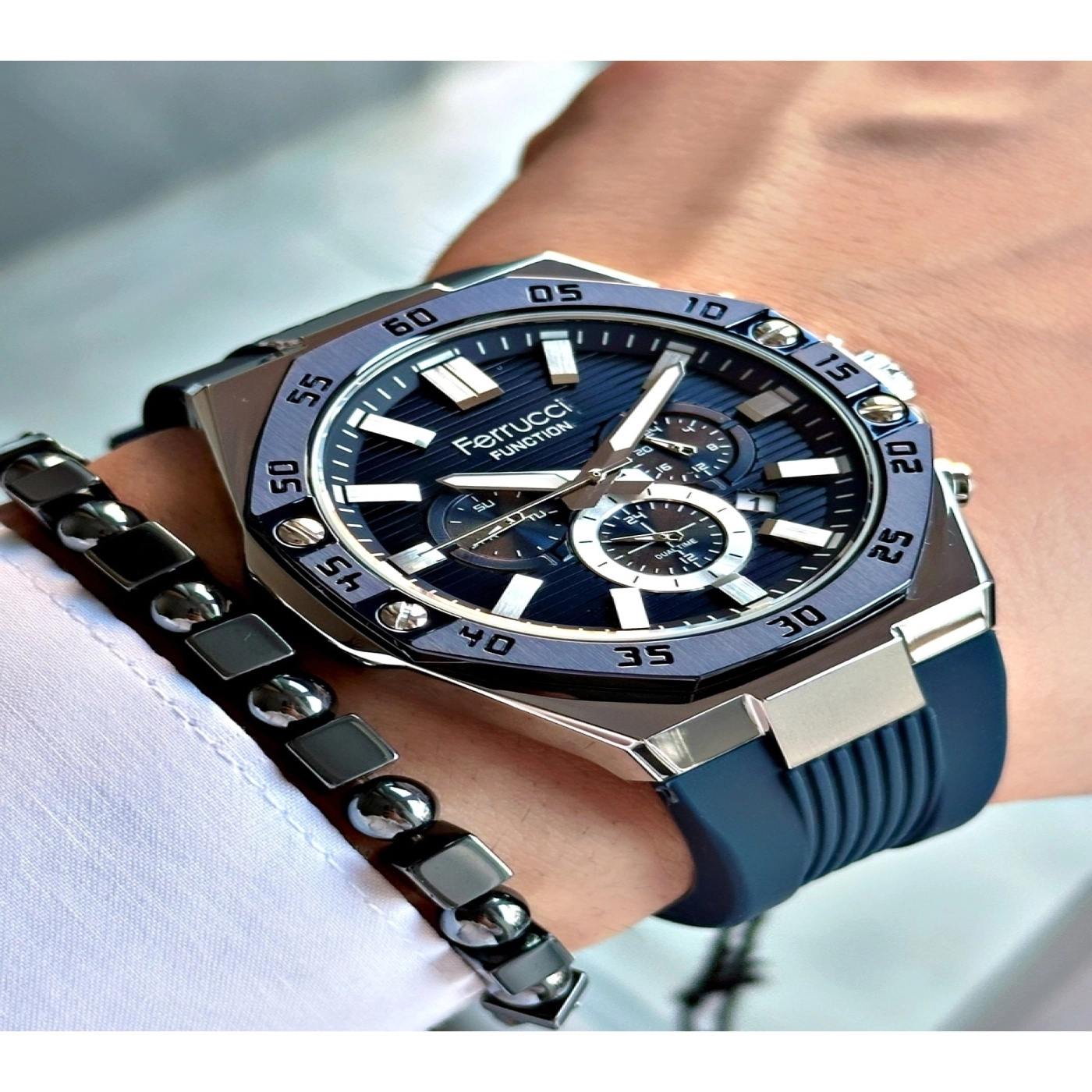 Functıon Lacivert Kadranlı Lacivert Silikon Erkek Kol Saati