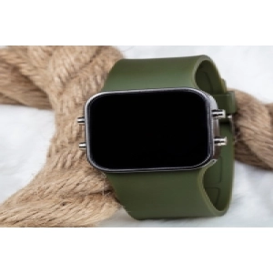 Haki Yeşil Silikon Kordon Unisex Dijital Led Kol Saati ST-303542