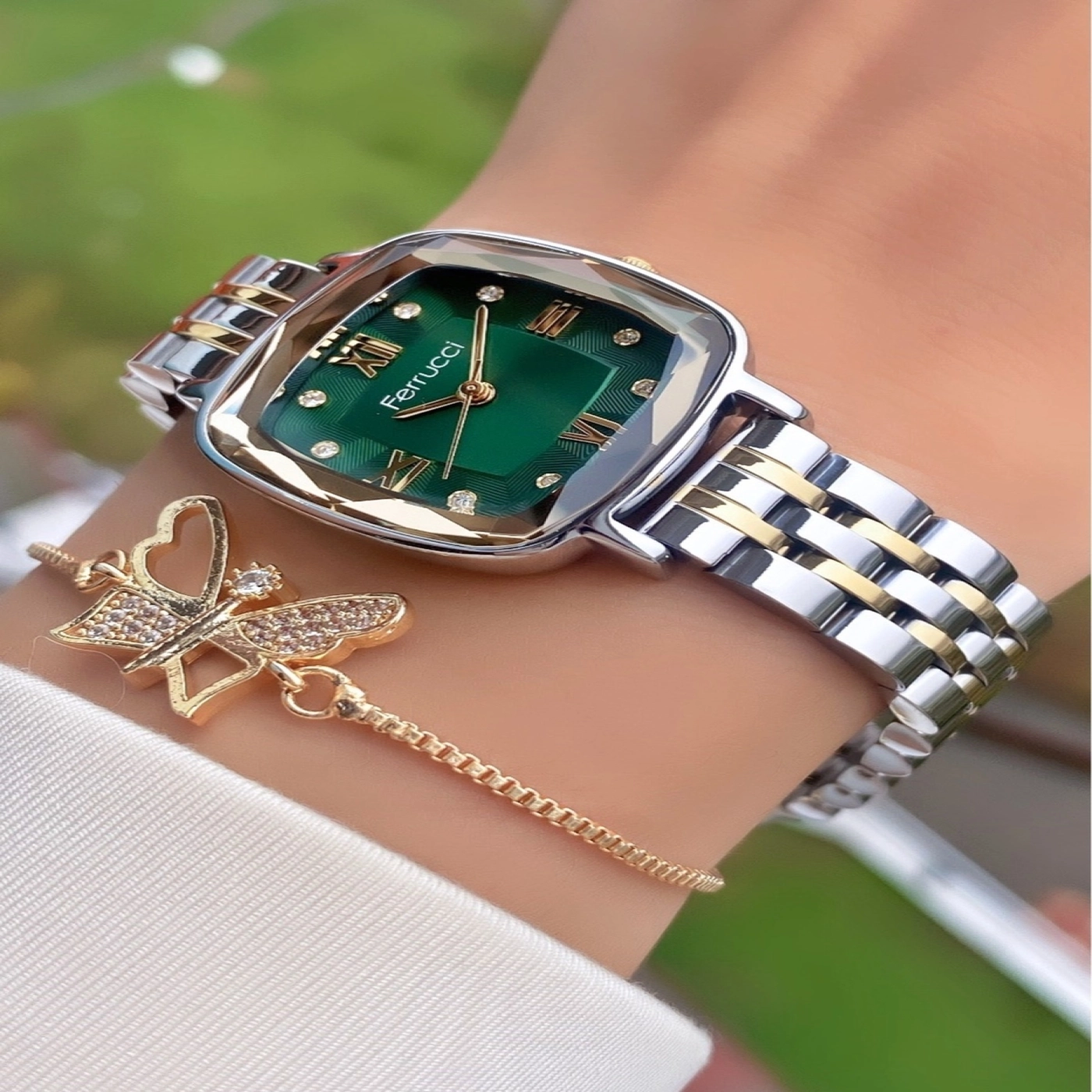 Ferruci Marka Sarı Gümüş Renk Çelik Kordon 2 Yıl Garantili Kadın Kol Saati - Bileklik hover