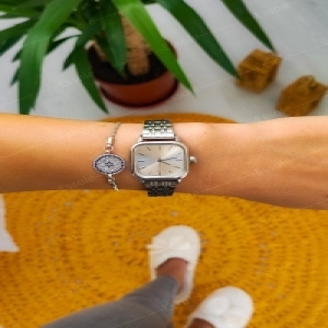 Retro Minimal Kare Kadran Çelik Kordon Kadın Kol Saati