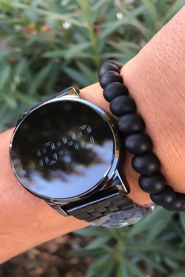 Premium Serisi Digital Dokumatik Metal Kordon Erkek Kol Saati-Bileklik