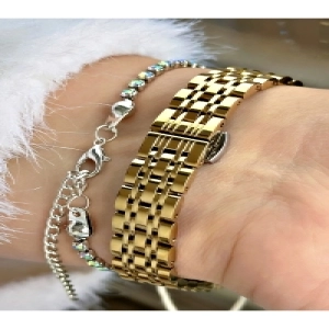 FERRUCCİ KARE KESME CAMLI RAKAMLARI TAŞLI GOLD METAL KADIN KOL SAATİ