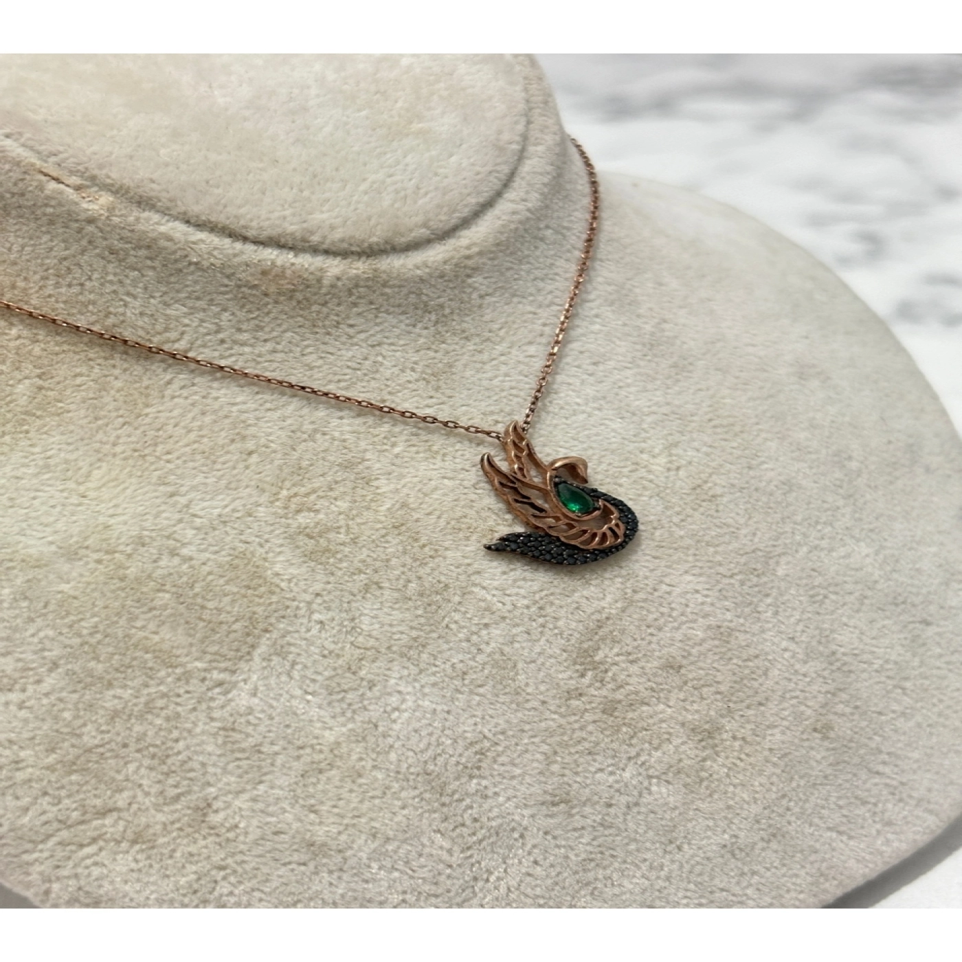 925 Ayar Gümüş Rose Gold Kuğu Modeli Gümüş Kolye