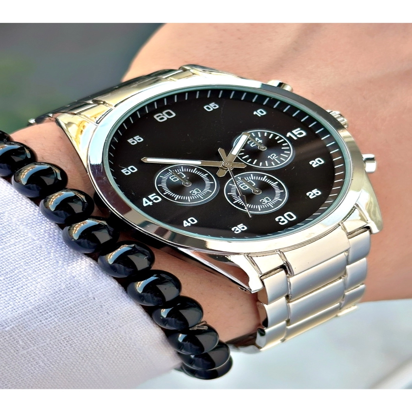 Özel Tasarım Premium Seri Metal Kordon Rakamlı Erkek Kol Saati-Bileklik Hediyeli