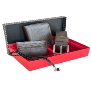Premium Serisi Özel Kutulu Lüks Deri Dikey Fermuarlı Cüzdan Kemer Kartlık Ve Tesbih Erkek Seti