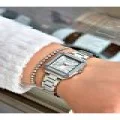 FERRUCCİ KARE TAŞLI GÜMÜŞ METAL KADIN KOL SAATİ