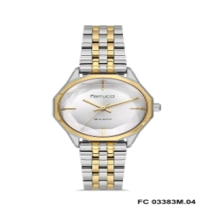 FERRUCCİ BEYAZ KADRANLI KESME CAMLI GOLD GÜMÜŞ METAL KADIN KOL SAATİ