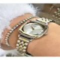 FERRUCCİ RAKAMLARI TAŞLI KARE GOLD GÜMÜŞ METAL KADIN KOL SAATİ