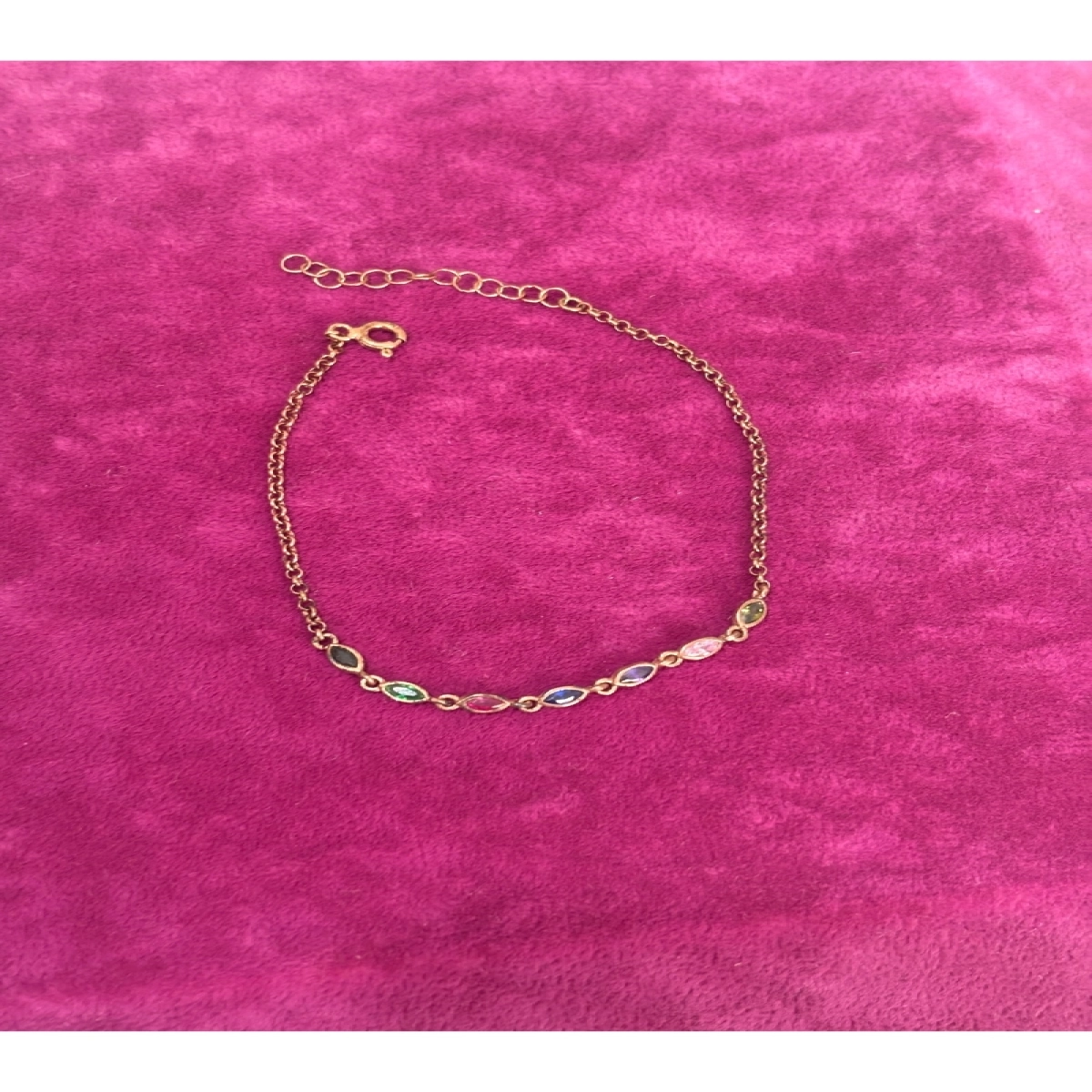 925 Ayar Gümüş Renkli Sıralı Taşlı Gümüş Bileklik Modeli