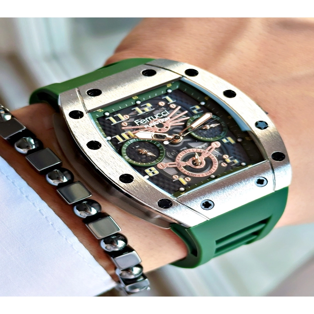 FUNCTION YEŞİL KADRANLI KARE YEŞİL SİLİKON ERKEK KOL SAATİ