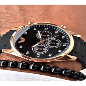 Premium Tasarım Silikon Kordon Exclusive Serisi Metal Kasa Erkek Kol Saati-Bileklik Hediyeli