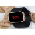 Unisex Rose Renk Siyah Silikon Kordon Dijital Led Kadın Kol Saat ST-303697