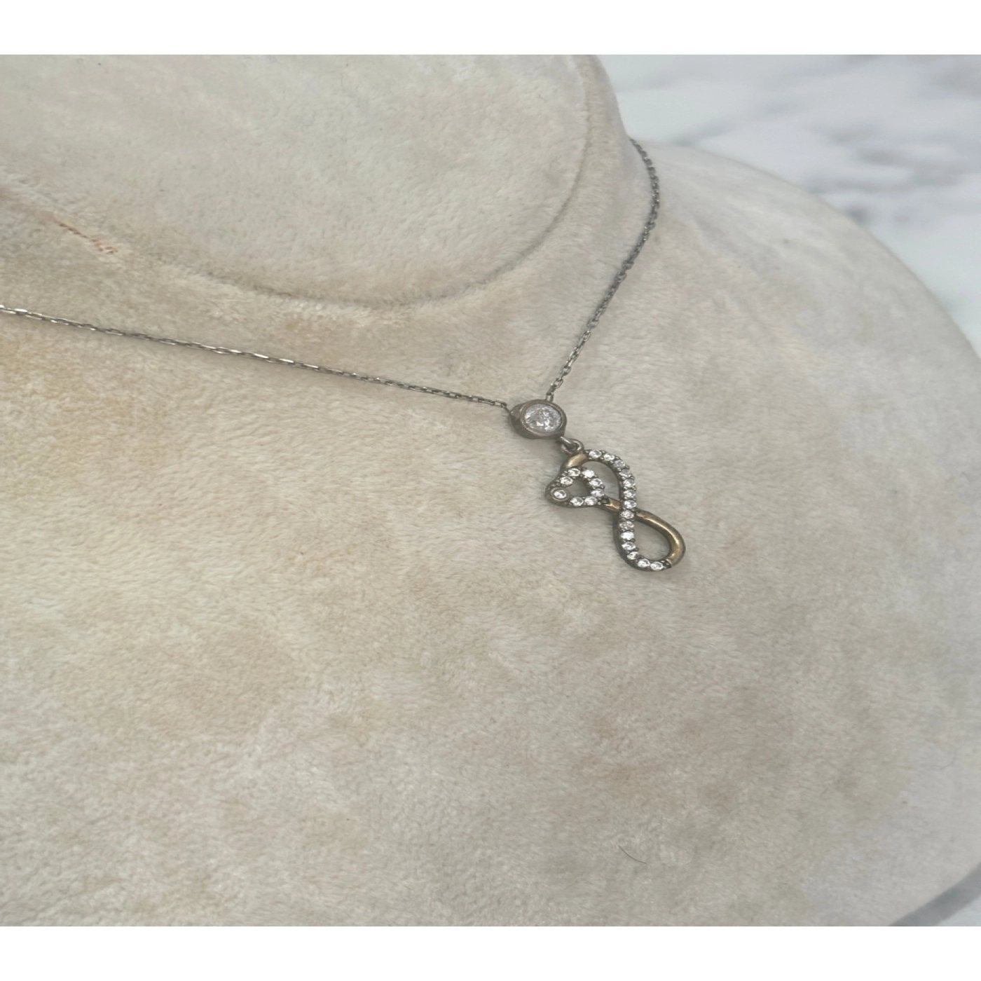 925 Ayar Gümüş  Taşlı Sonsuzluk Modeli Gümüş Kolye