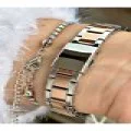 FERRUCCİ TAŞ RAKAMLI SİYAH KADRANLI ROSE GÜMÜŞ METAL KADIN KOL SAATİ