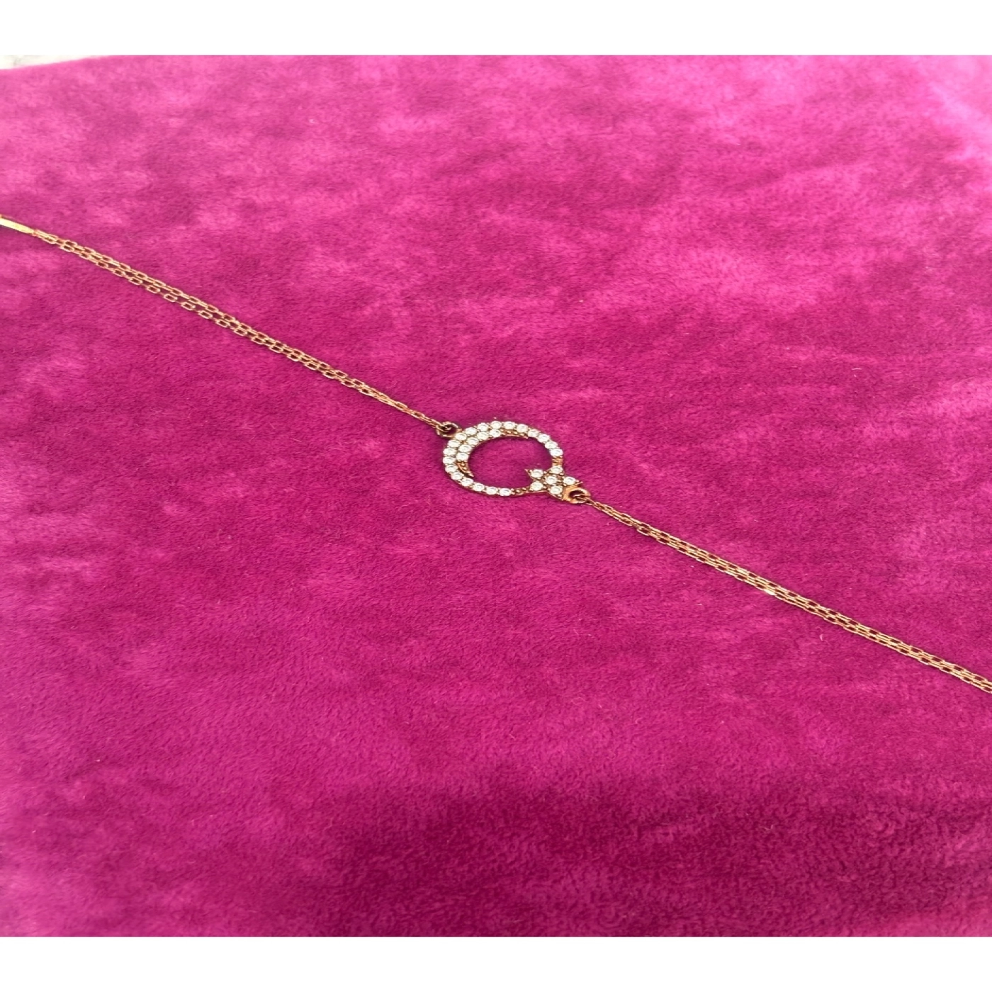 925 Ayar Gümüş Rose Gold Ay Yıldız Gümüş Bileklik Modeli