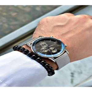 Classic Tasarım Premium Serisi Roma Rakamlı Hasır Kordon Erkek Kol Saati-Bileklik Hediyeli