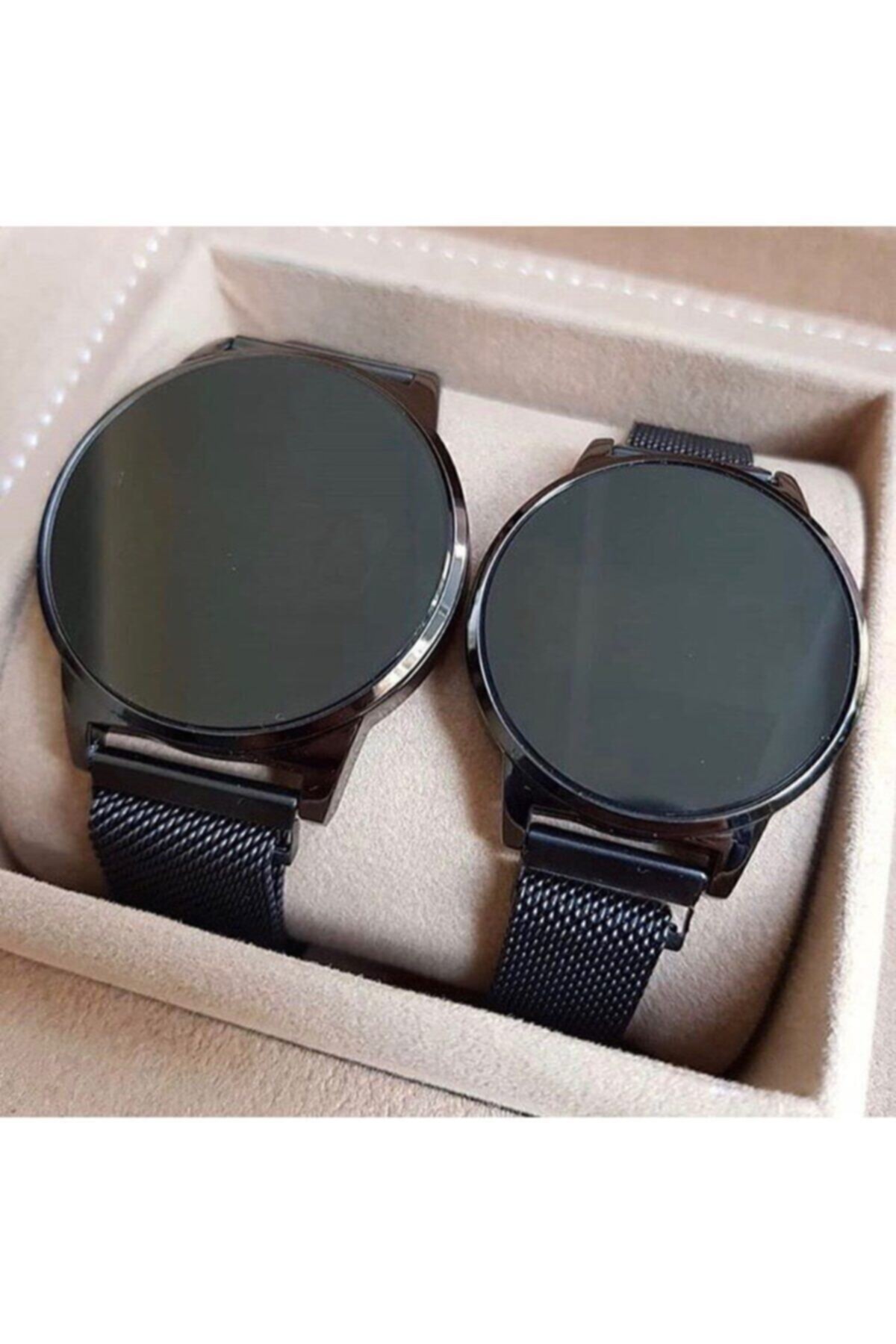 Siyah Dijital Dokunmatik Ekran Mıknatıs Kordonlu Çift Saati