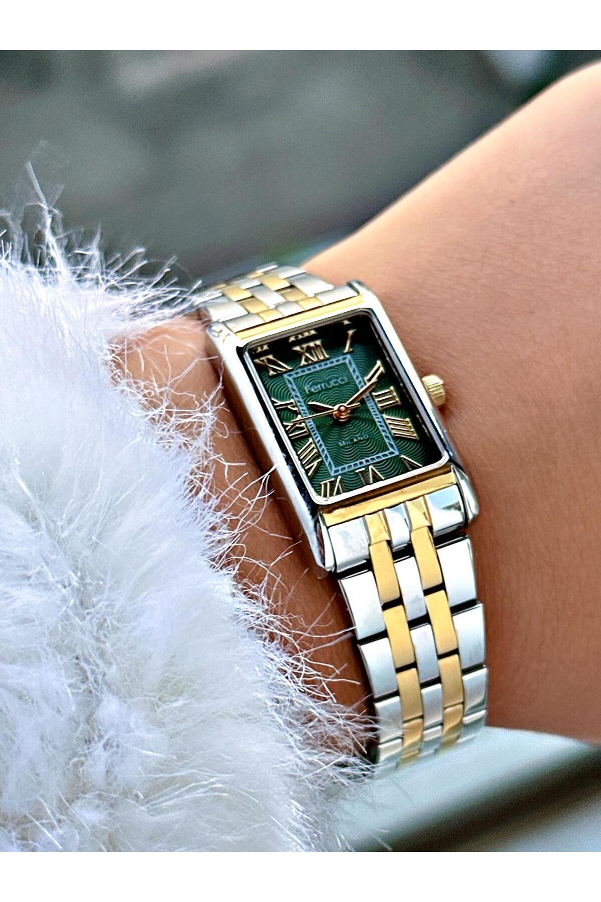 Altın - Gümüş Rengi Çelik Kordon Kadın Kol Saati 03373