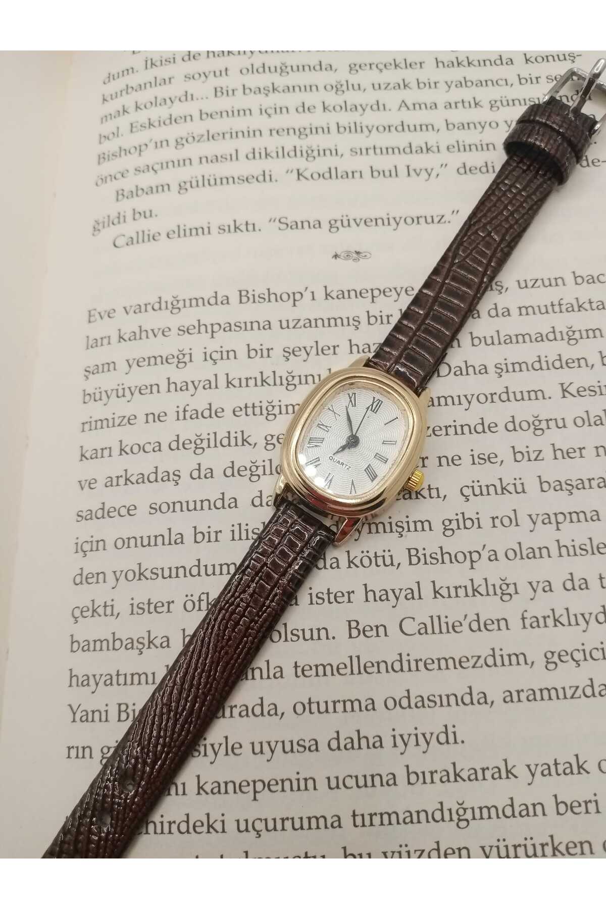 Minimal Retro Model Koyu Kahve Renk Kordon Yılan Desenli Kadın Kol Saati bb0014
