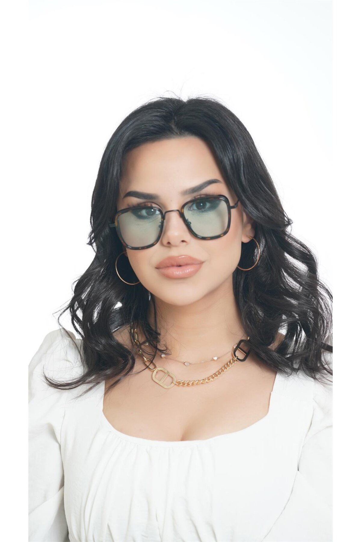 Çerçeveli Dikdörtgen Özel Tasarım Kadın Güneş Gözlüğü