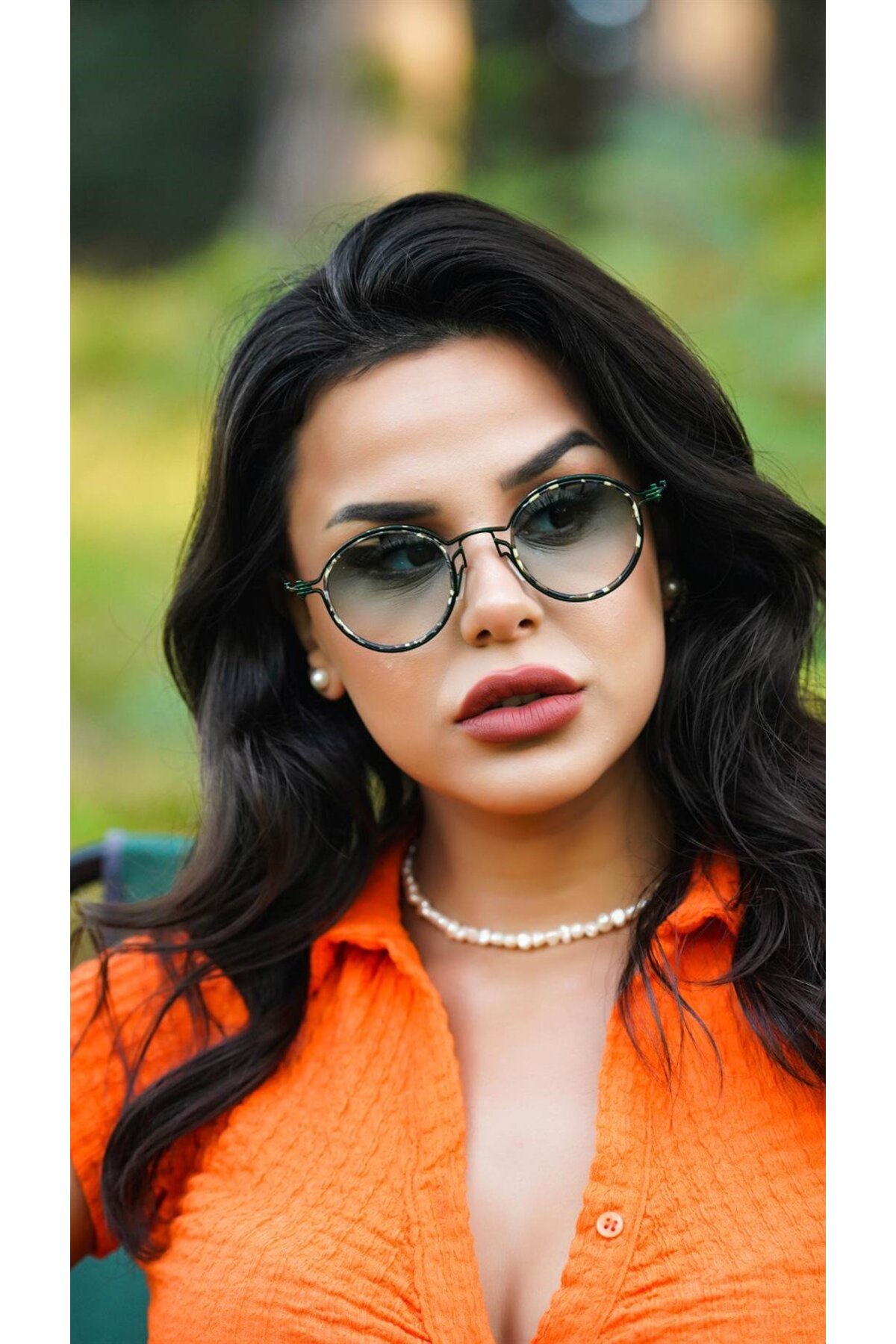 Yuvarlak Premium Tasarım Çerçeveli Kadın Güneş Gözlüğü