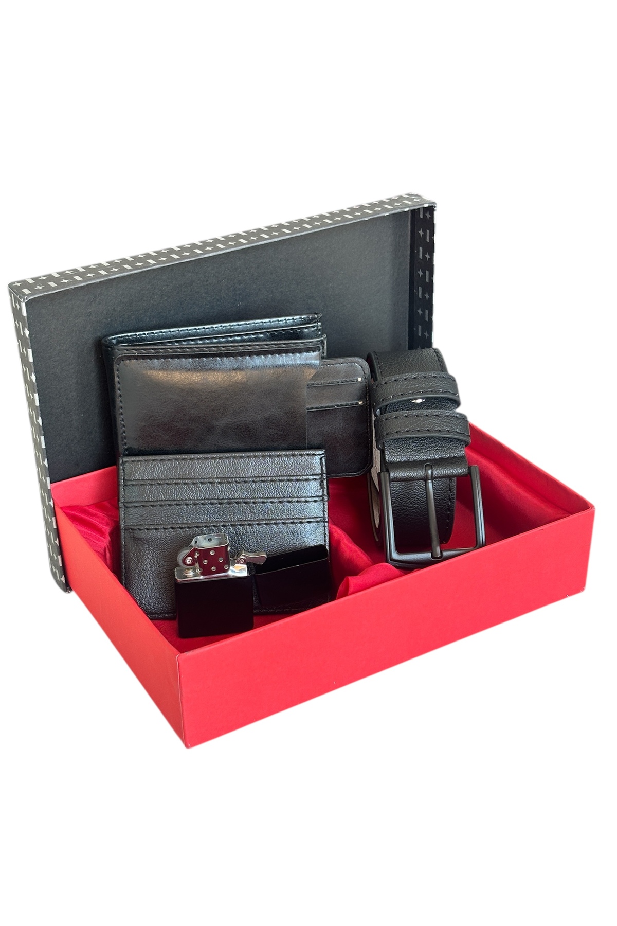 Premium Serisi Özel Kutulu Lüks Deri Yatay Cüzdan Kemer ve Çakmak Erkek Seti