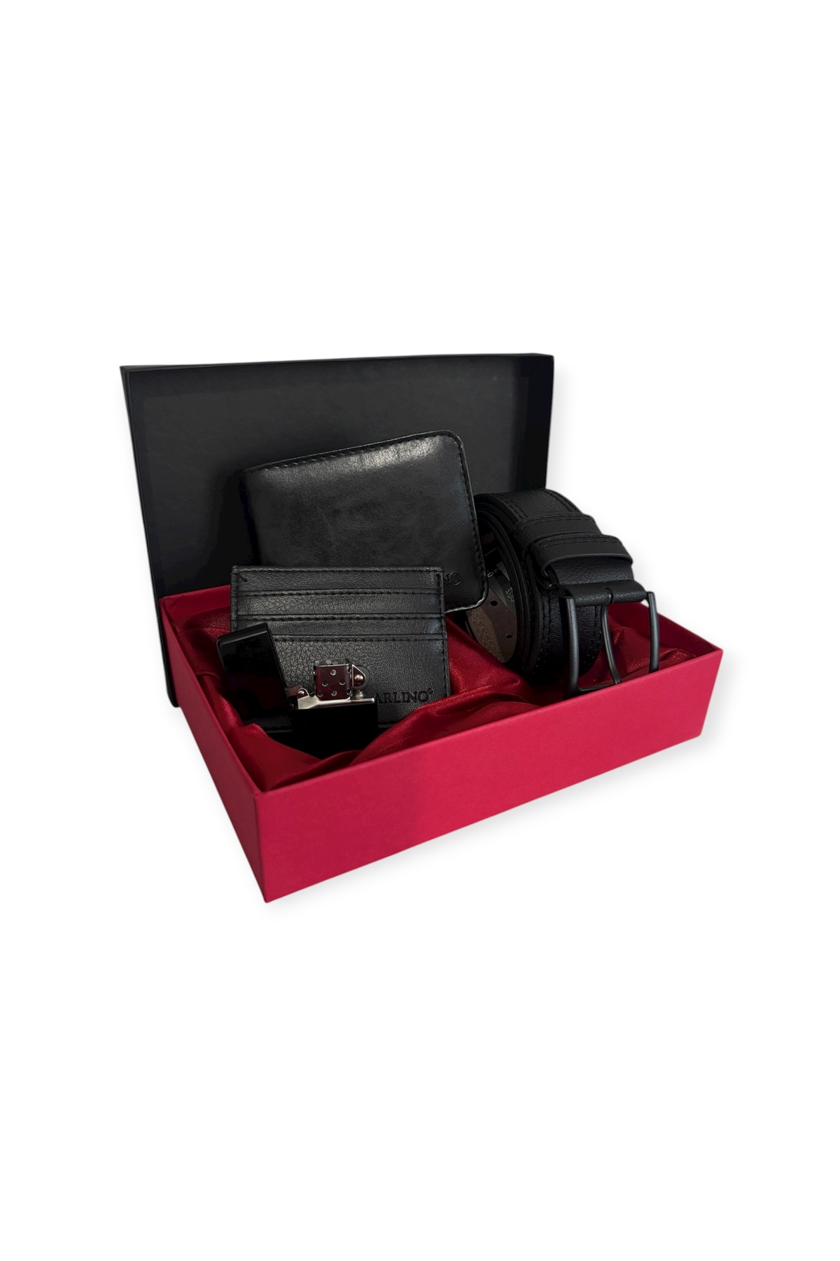 Premium Serisi Lüks Deri Classic Crazy Deri Cüzdan Kartlık Kemer Ve Çakmak Seti