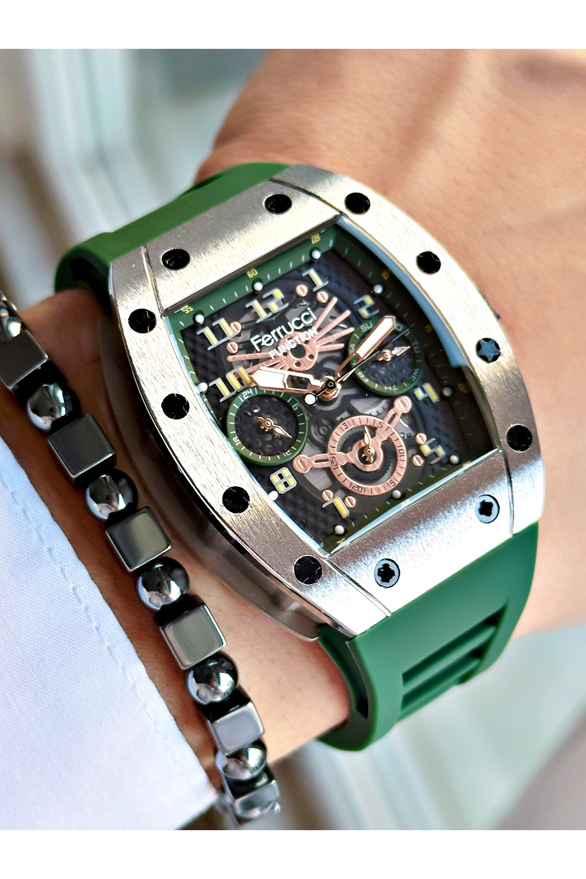 FUNCTION YEŞİL KADRANLI KARE YEŞİL SİLİKON ERKEK KOL SAATİ