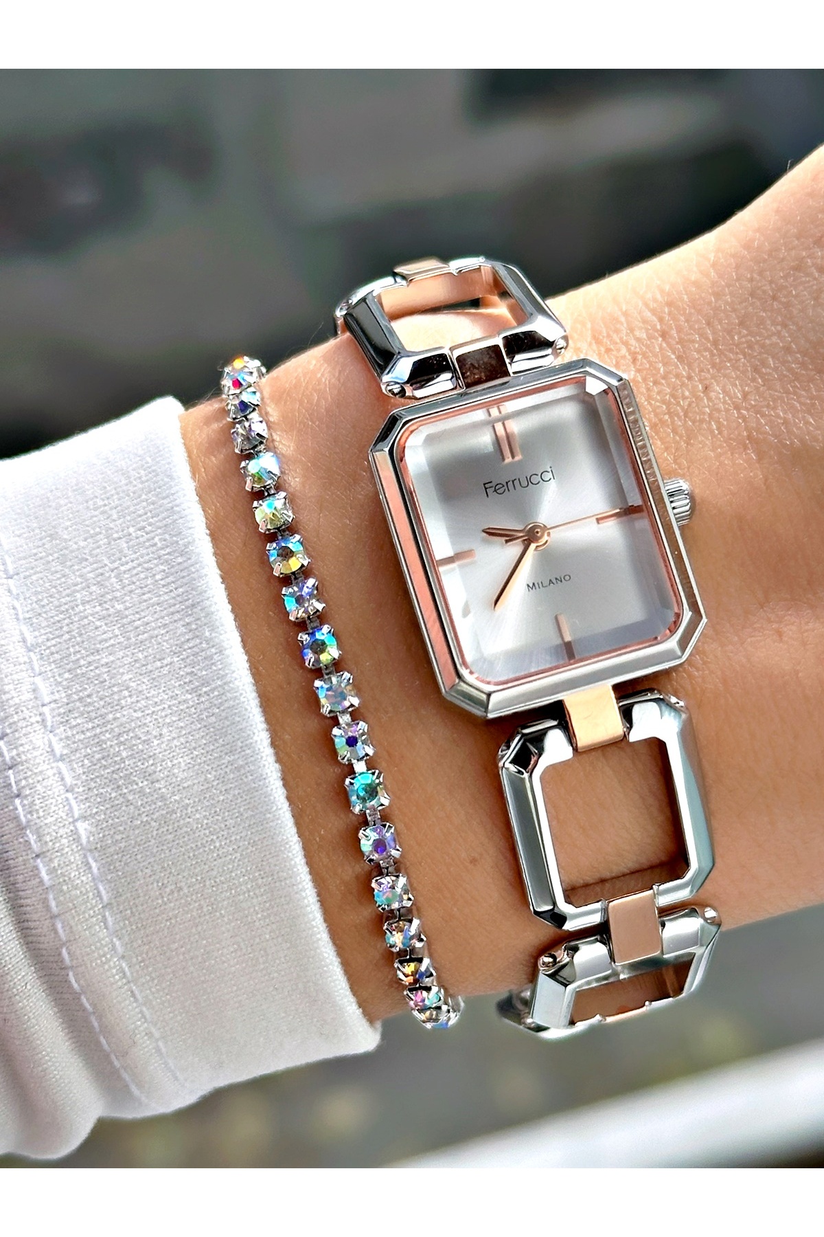 KARE ROSE GÜMÜŞ METAL KADIN KOL SAATİ