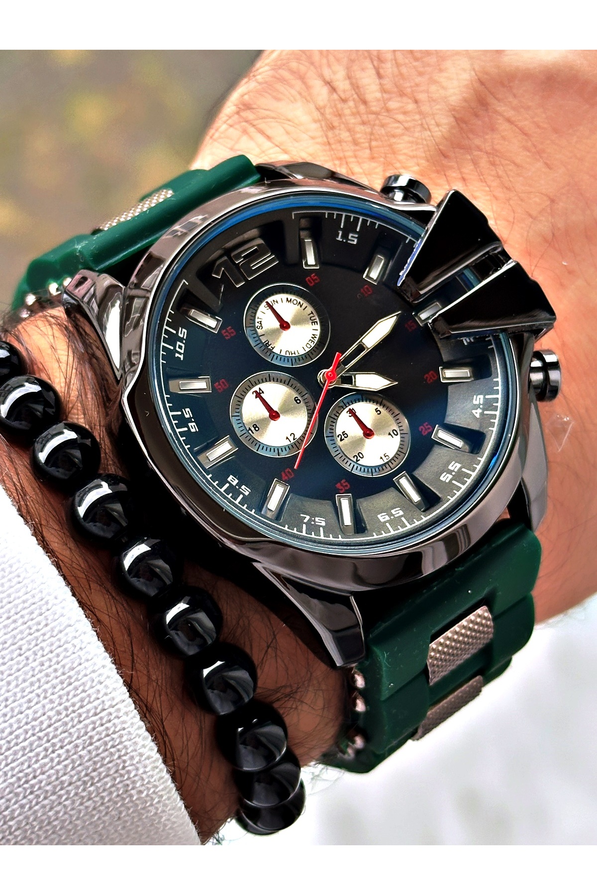 Özel Tasarım Silikon Kordon Lüks Seri Spor Modeli Erkek Kol Saati-Bileklik Hediyeli