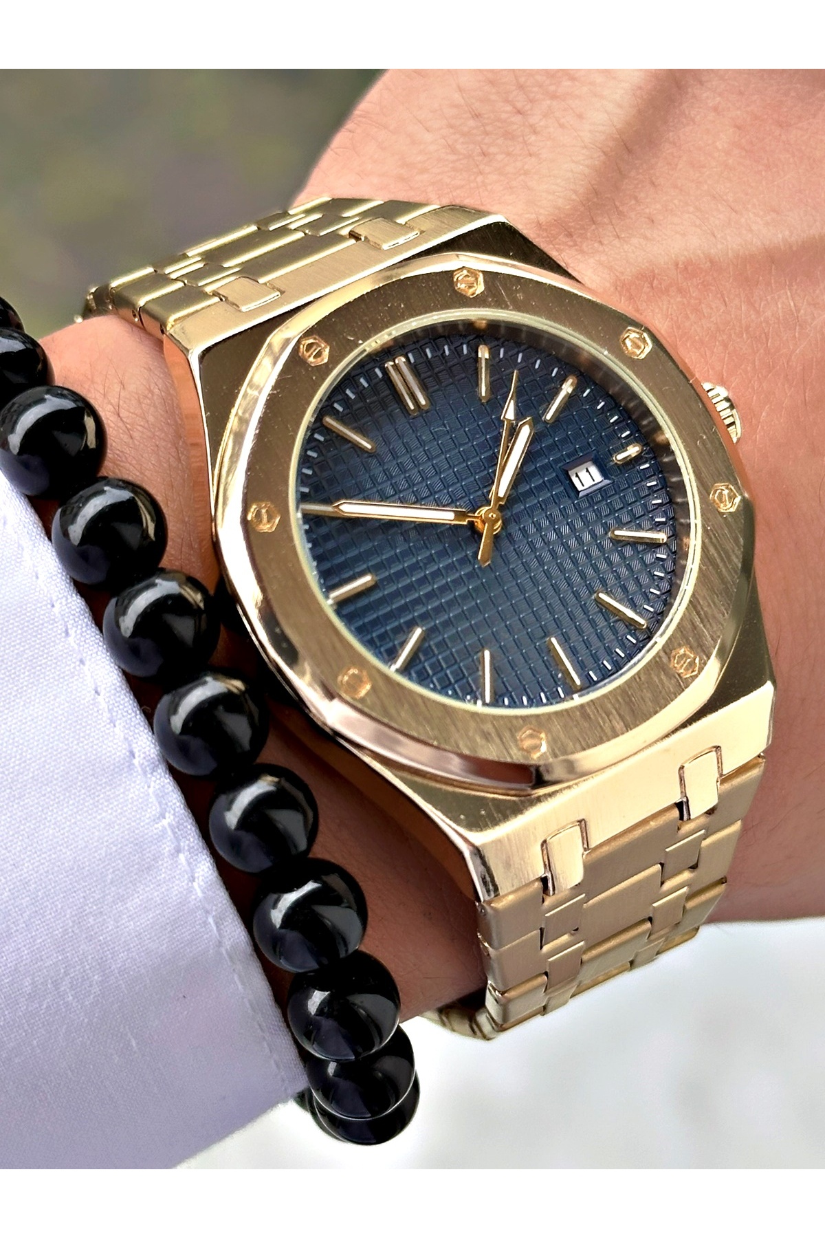 Özel Premium Lüks Seri Eşref Tek Saat Modeli Metal Kordon Takvimli Erkek Kol Saati-Bileklik Hediyeli