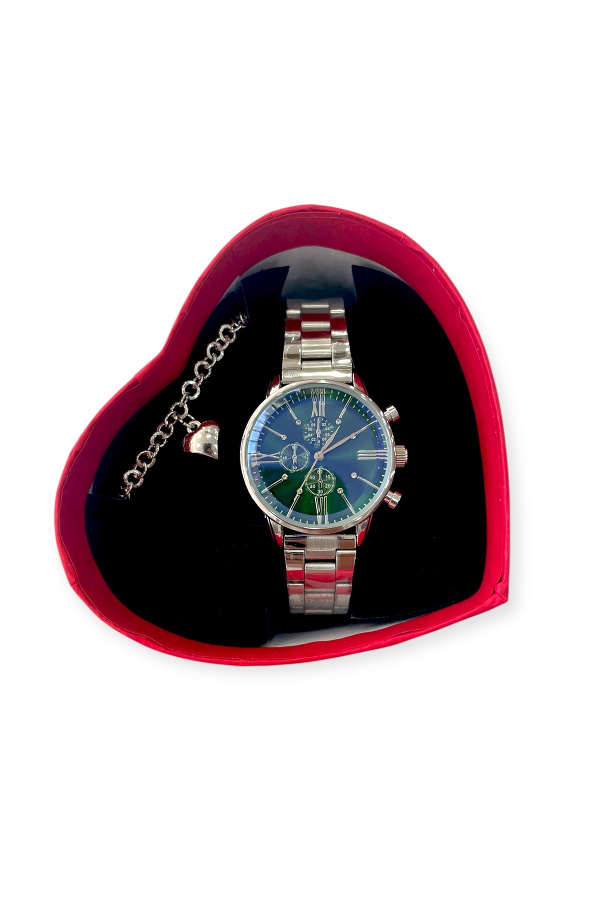 Grande Serisi Kalpli Kutulu Kalpli Bileklikli Özel Tasarım Lüks Metal Kordon Kadın Kol Saati Seti